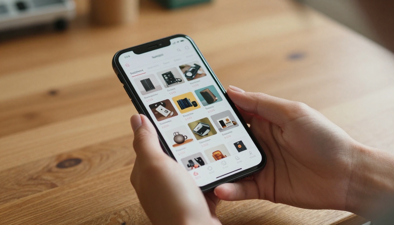 Woman photographing garage sale items with smartphone for catalog Woman photographing garage sale items with smartphone for catalog