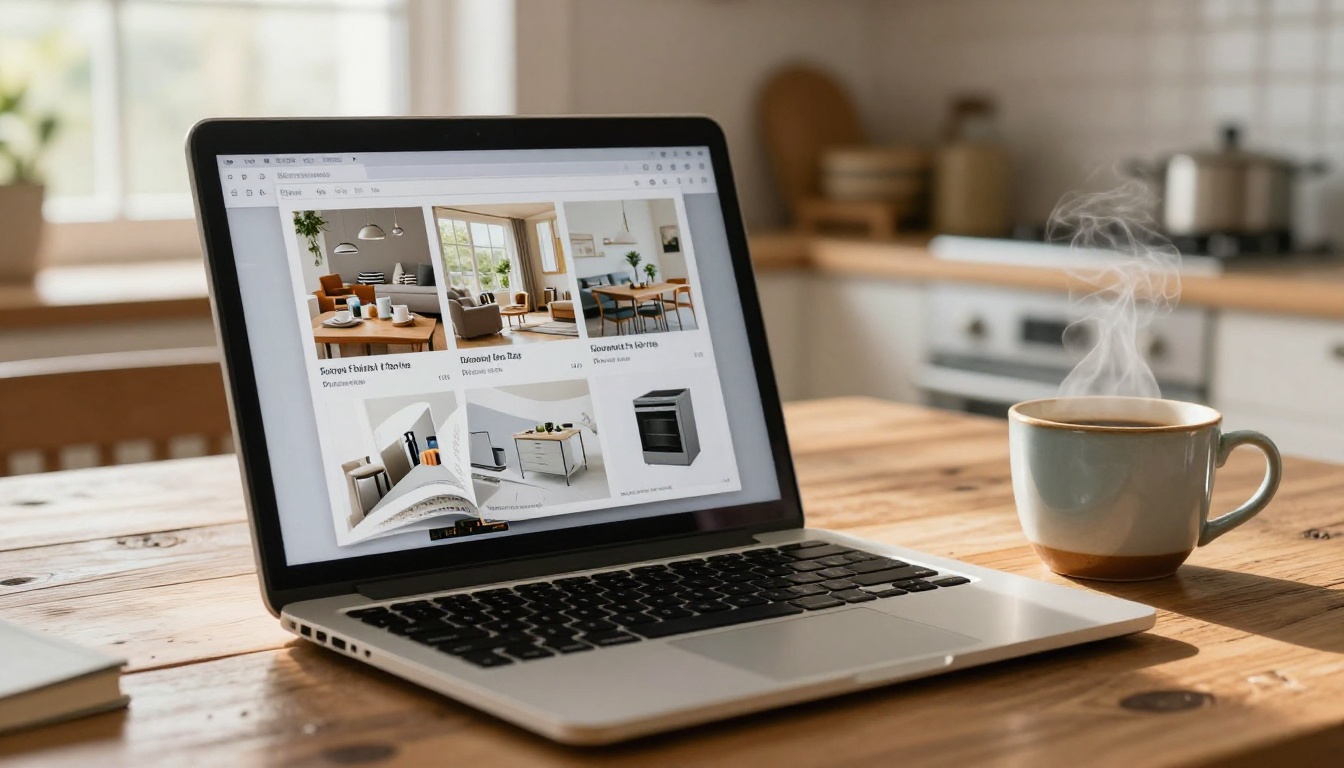 Laptop showing a digital flipbook catalog on screen