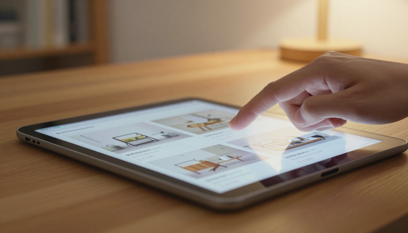 Person swiping through digital flipbook on tablet device Person swiping through digital flipbook on tablet device