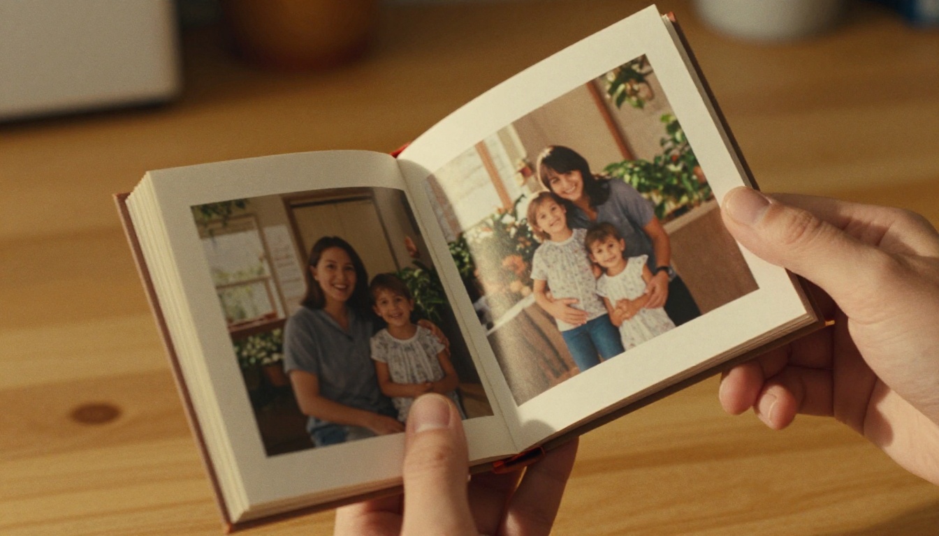 A person's hands flipping through the pages of a handmade photo flipbook A person's hands flipping through the pages of a handmade photo flipbook