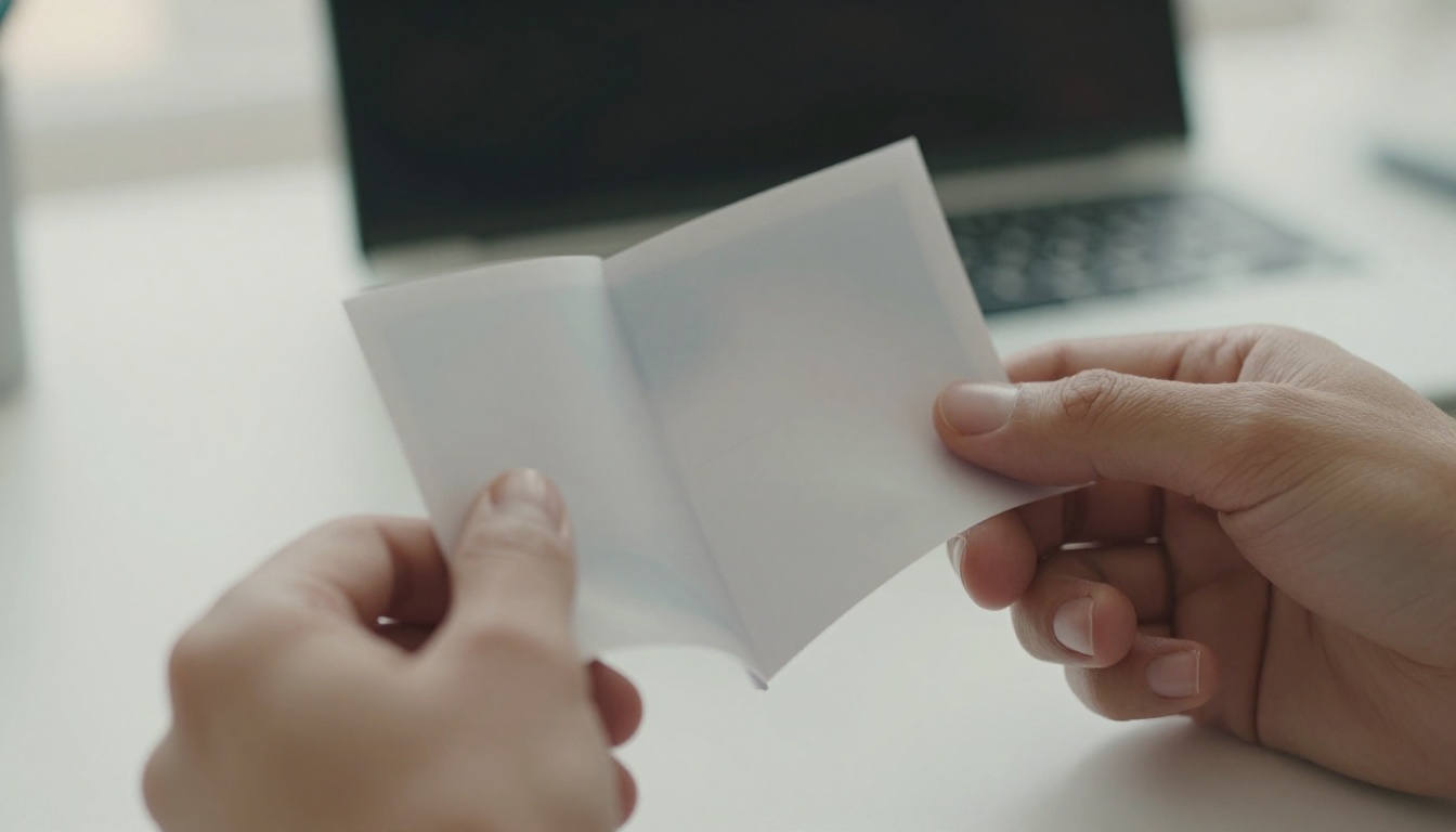 Hands flipping through pages of a slim flipbook with natural page motion blur