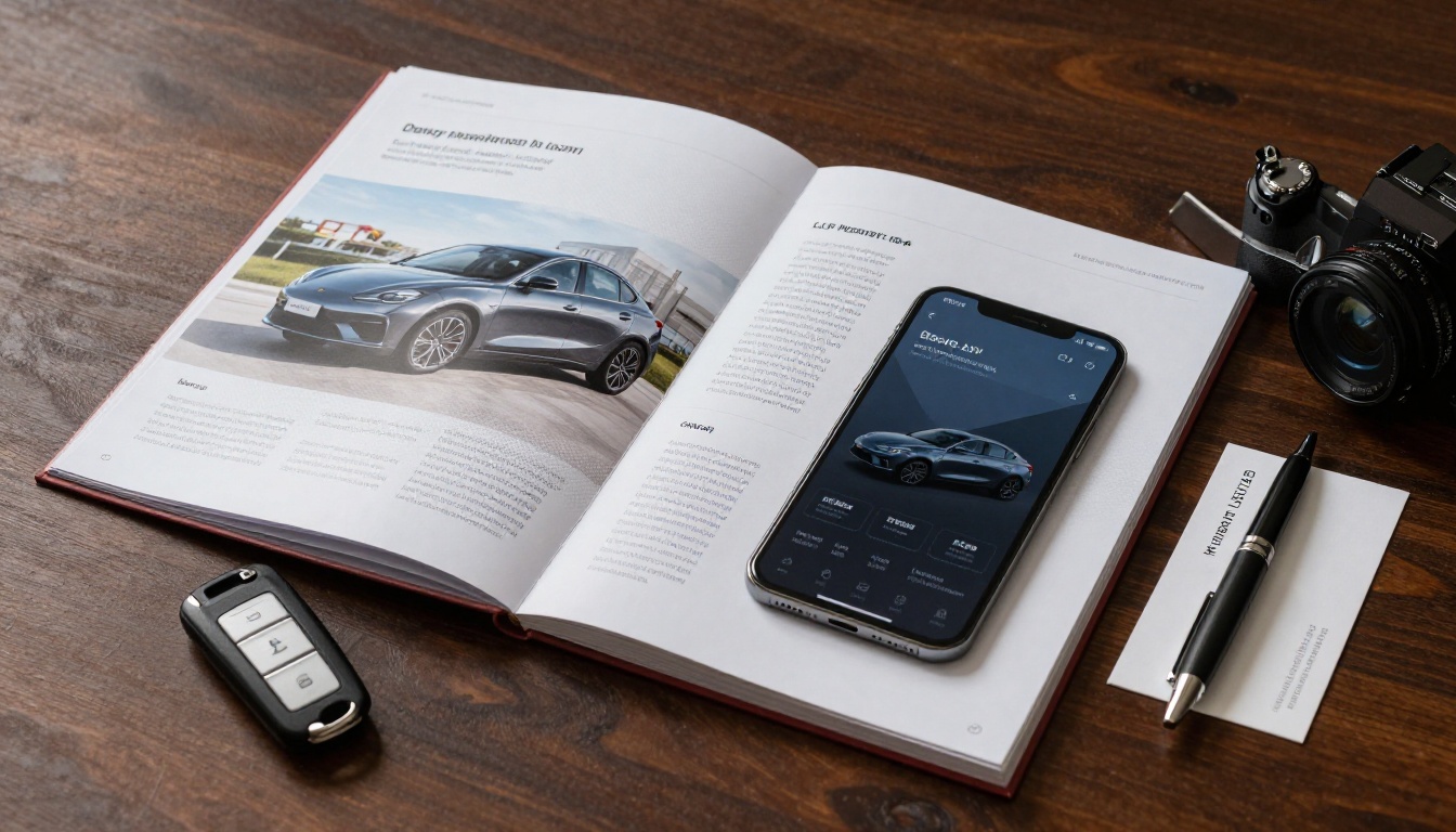 Side-by-side comparison of printed catalog and digital flipbook on phone