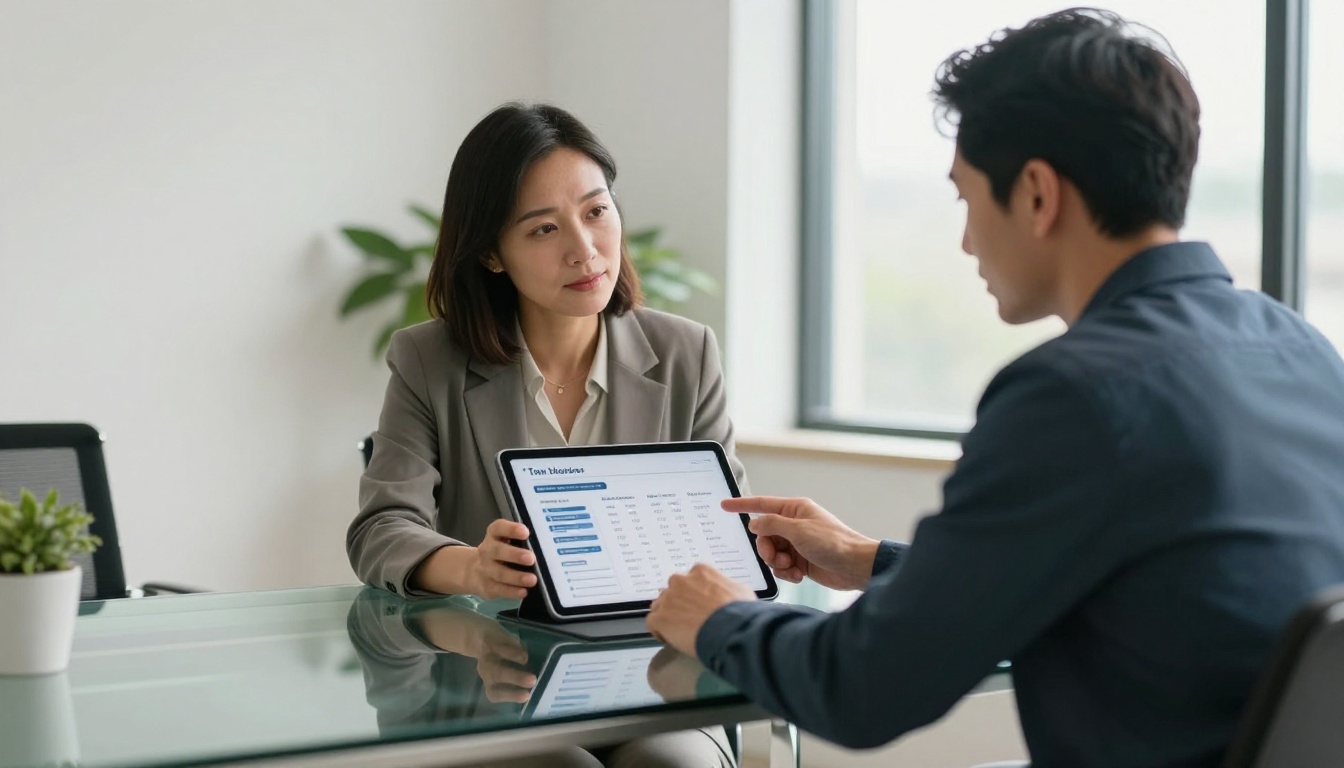 Tax accountant client meeting with tablet flipbook