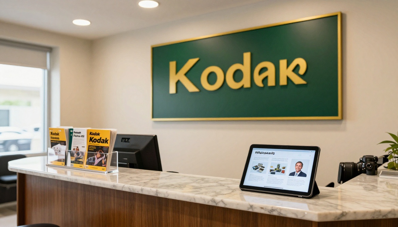 Tax accounting firm reception area with tablet displaying digital client welcome flipbook