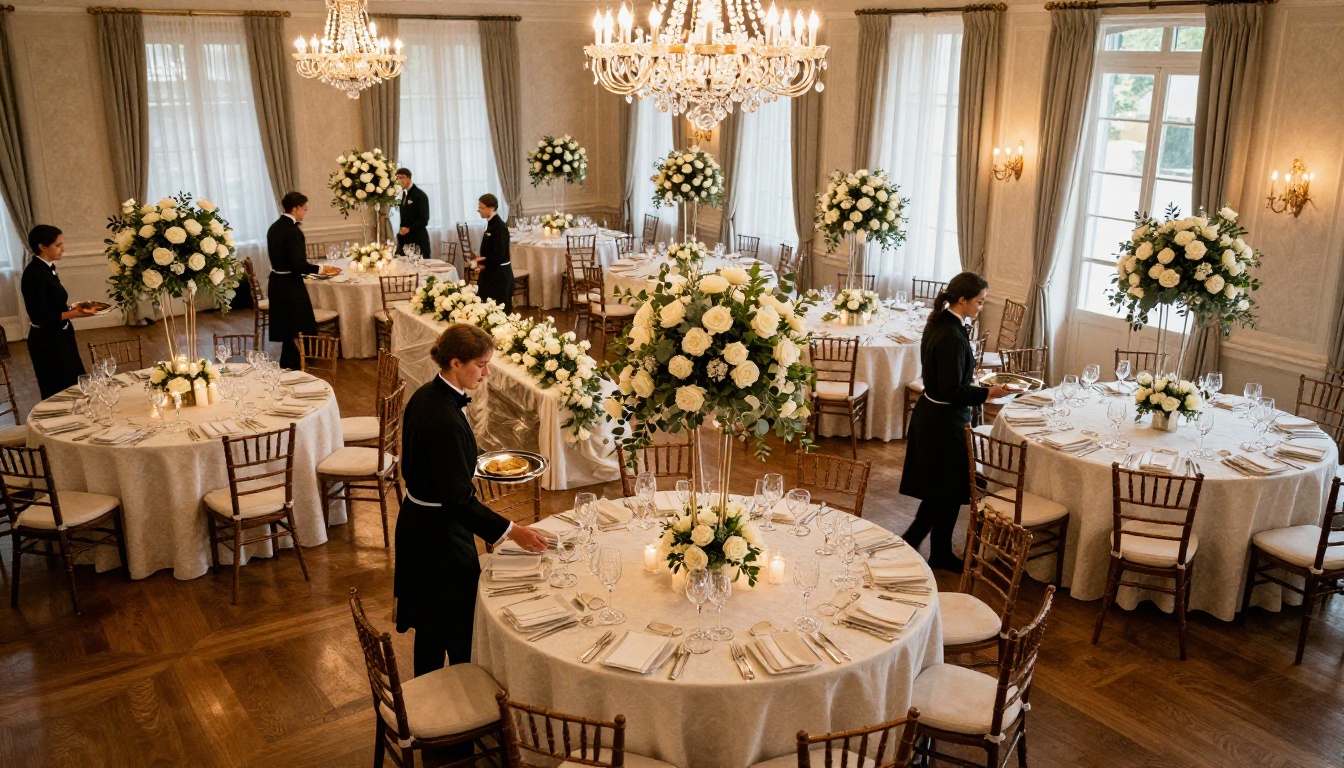 Wedding catering banquet hall aerial view