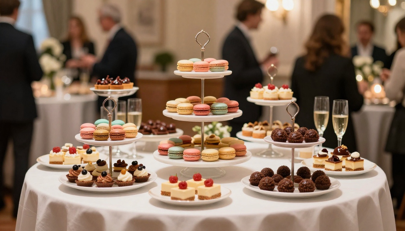 Elegant catering dessert station at social event Elegant catering dessert station at social event