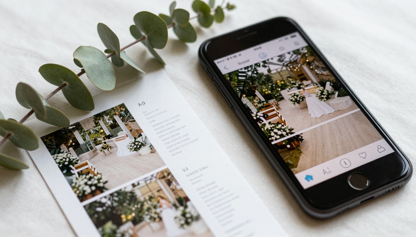 Smartphone and print brochure side by side showing digital flipbook interface