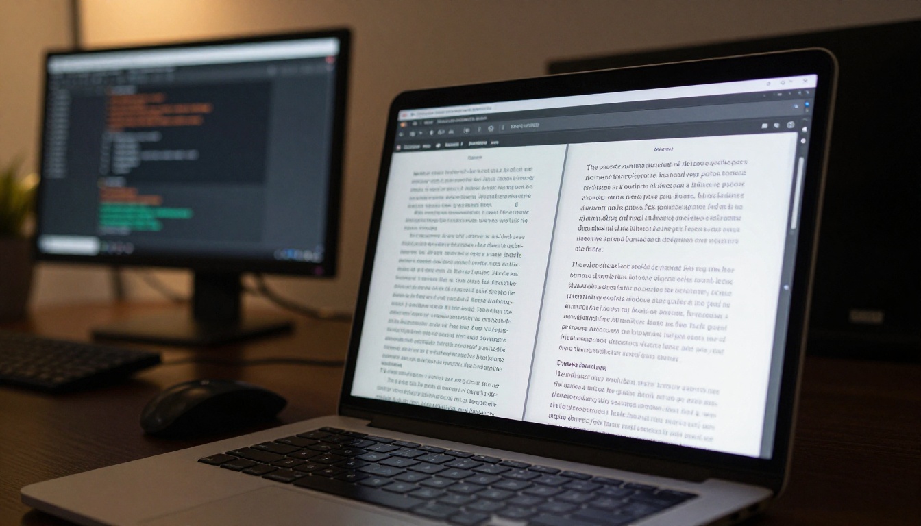 Laptop screen showing a digital flipbook portfolio interface