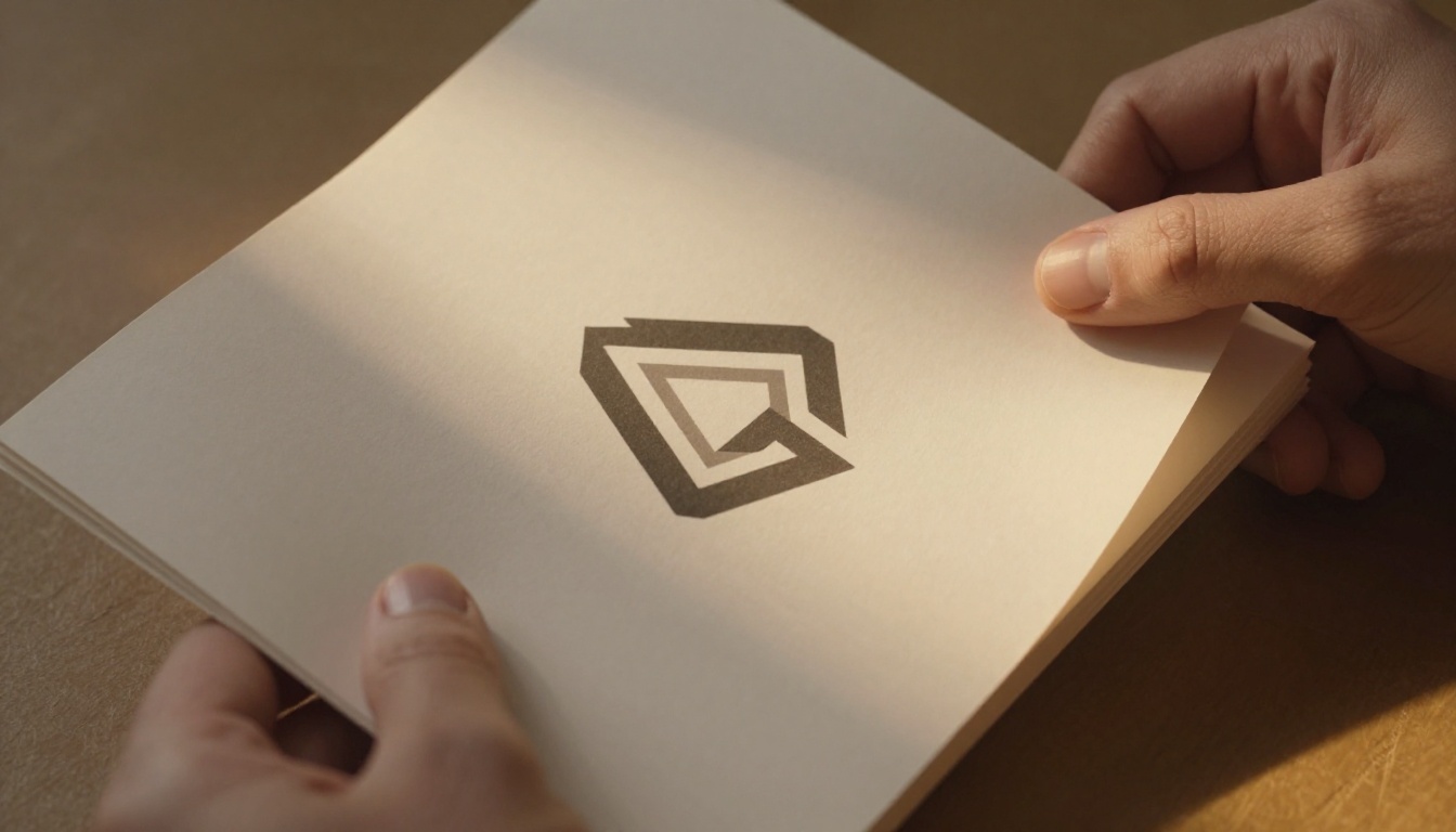Close-up of hands flipping through a printed graphic design portfolio, pages mid-turn with natural paper bend