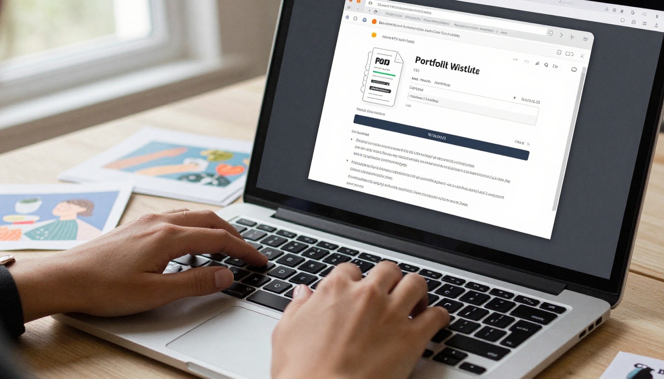 Illustrator uploading a PDF portfolio file through a web browser