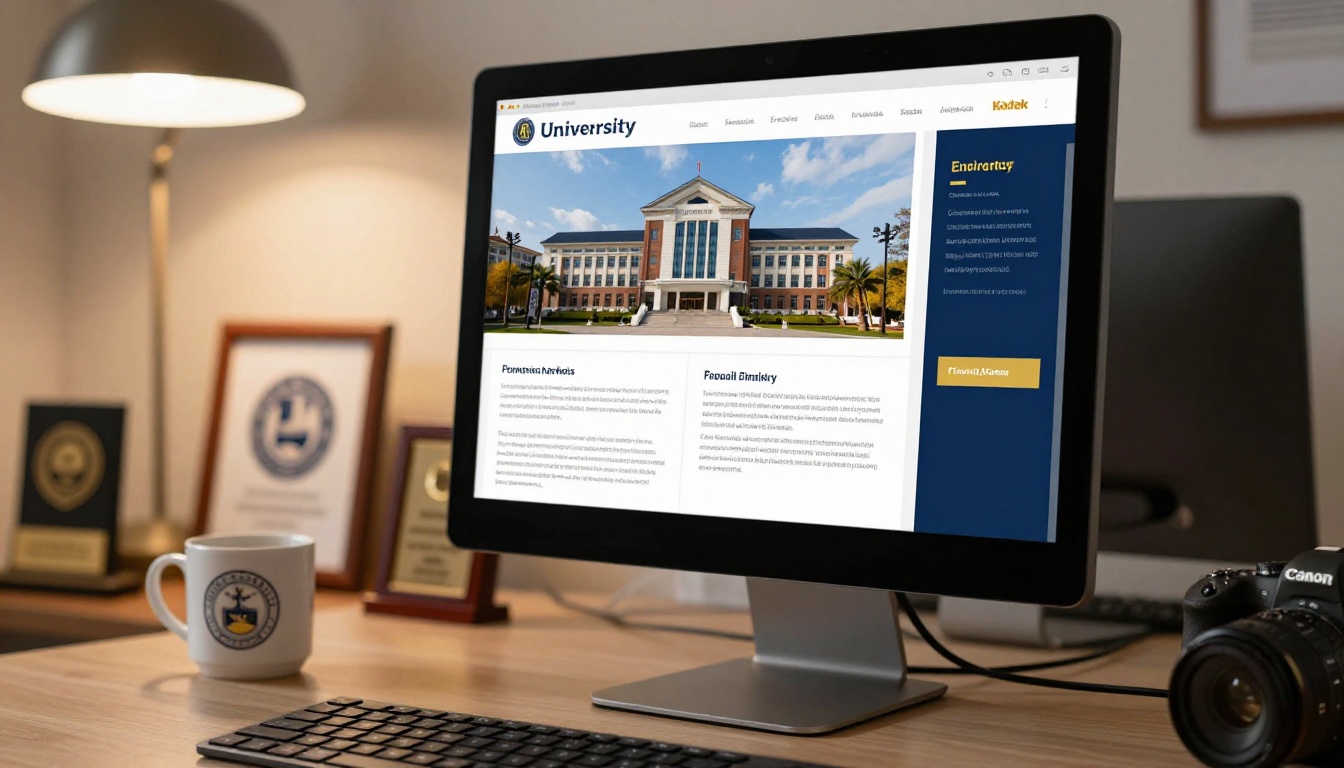 Desktop monitor displaying a university department annual report as a sleek interactive flipbook Desktop monitor displaying a university department annual report as a sleek interactive flipbook