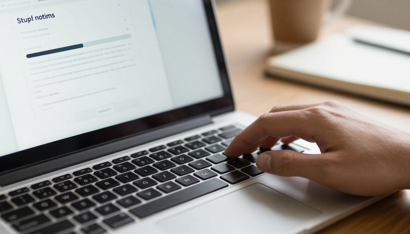 PDF upload process on laptop screen