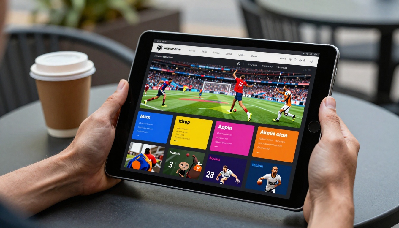 Hands holding a tablet displaying a digital sports club brochure