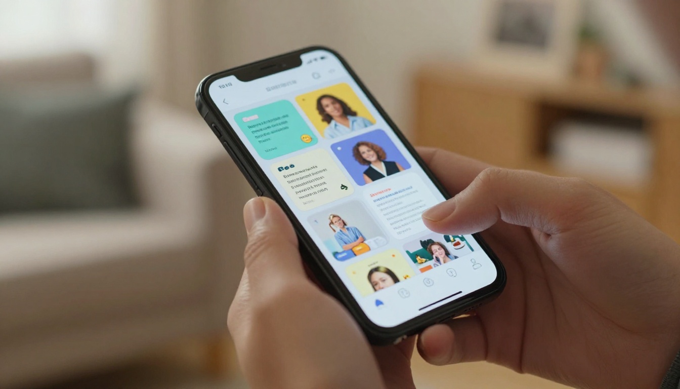 Smartphone displaying a digital flipbook babysitting profile