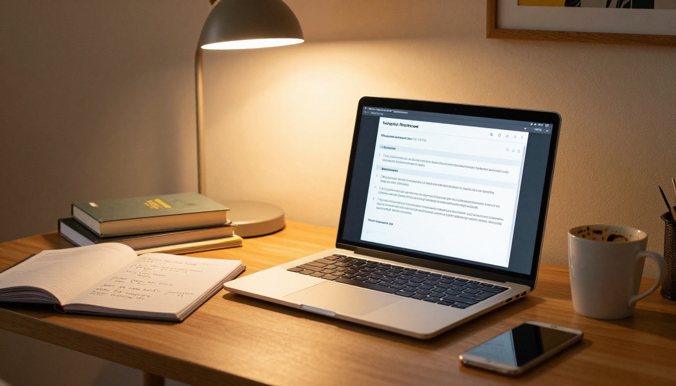 A mortgage broker building a proposal on a laptop in a warm home office with ambient desk lamp light A mortgage broker building a proposal on a laptop in a warm home office with ambient desk lamp light