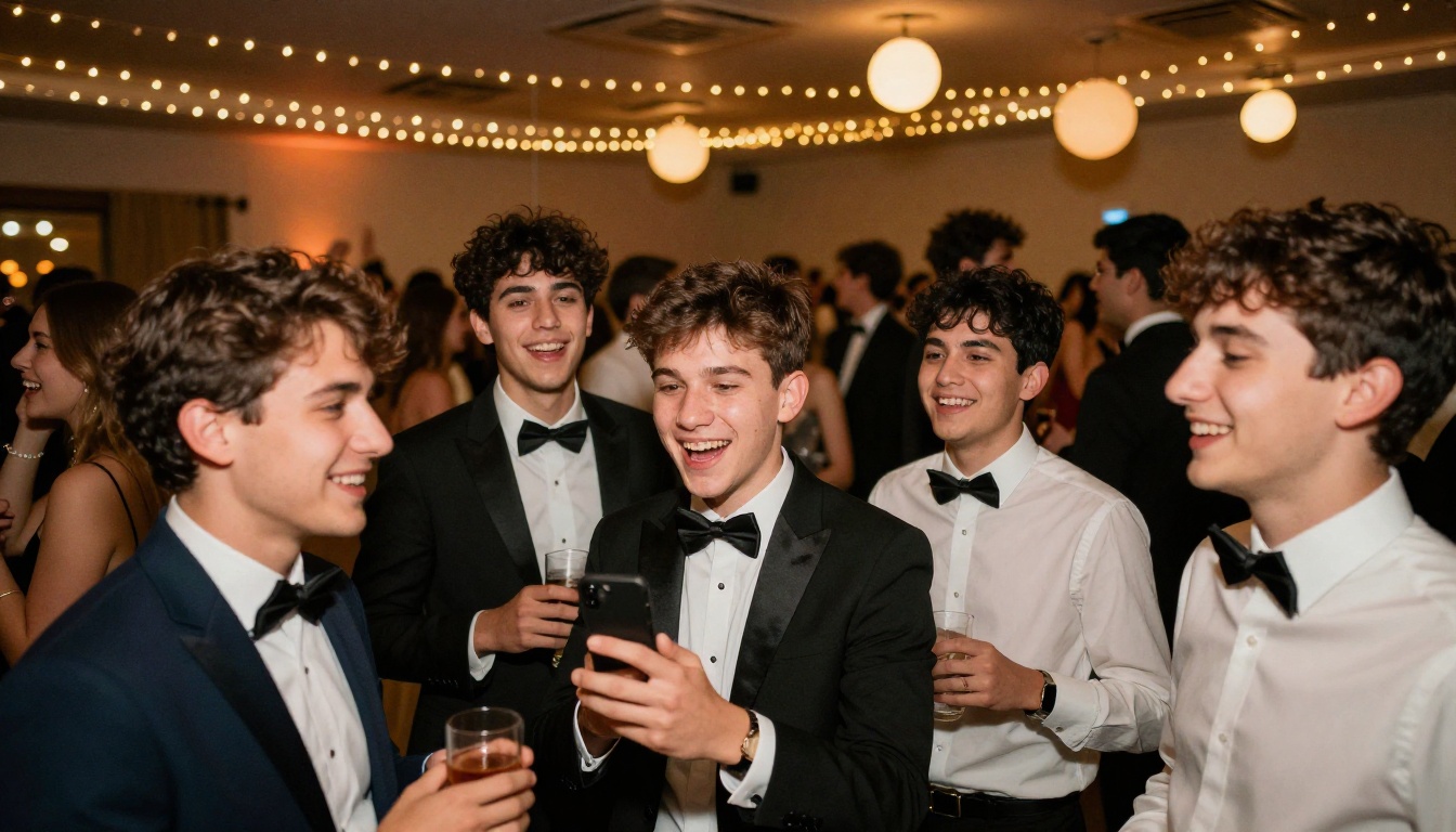 Bar Mitzvah friends group selfie at the party