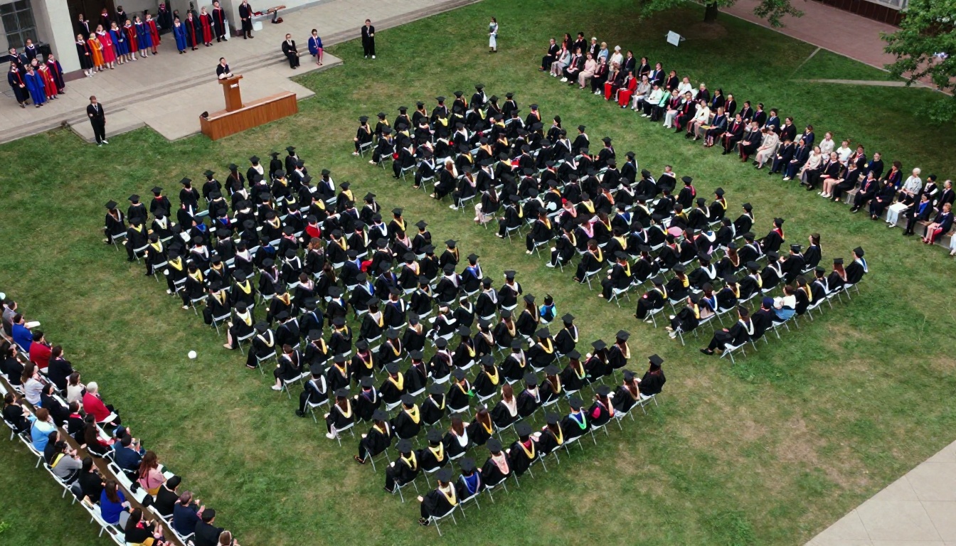 Aerial view of graduation ceremony Aerial view of graduation ceremony