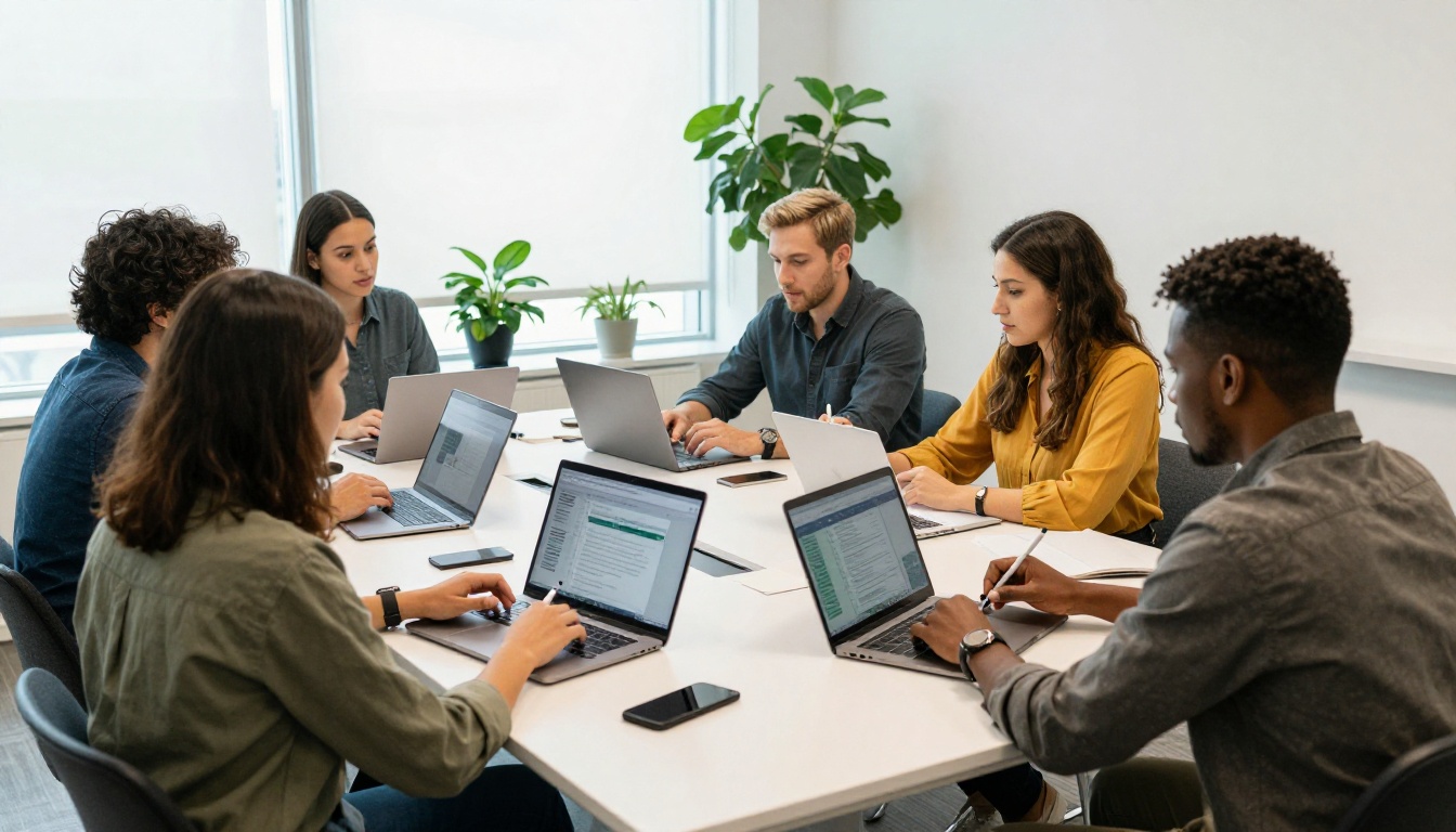 New employees sitting around a conference table during an orientation session New employees sitting around a conference table during an orientation session