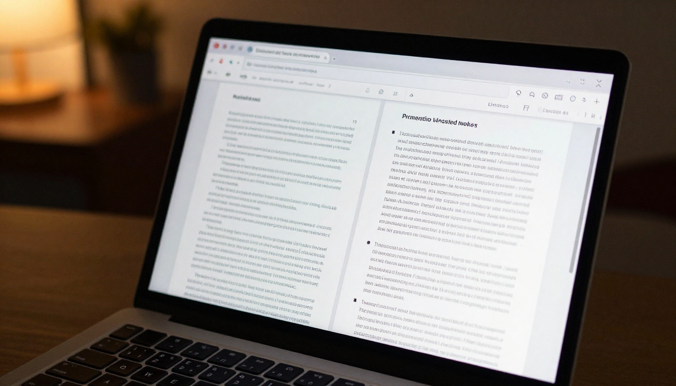 A laptop screen displaying a side-by-side comparison of a static PDF document and an interactive flipbook layout