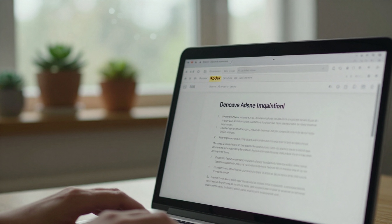 Laptop screen showing PDF upload to browser platform interface, blurred home office with potted succulents visible in background