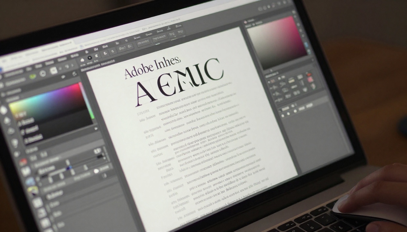 Adobe InDesign magazine layout on a retina monitor with pages panel and color swatches visible Adobe InDesign magazine layout on a retina monitor with pages panel and color swatches visible