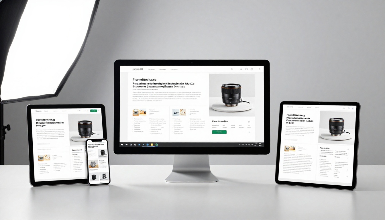 Three devices showing a German catalog flipbook in responsive desktop, tablet, and mobile views