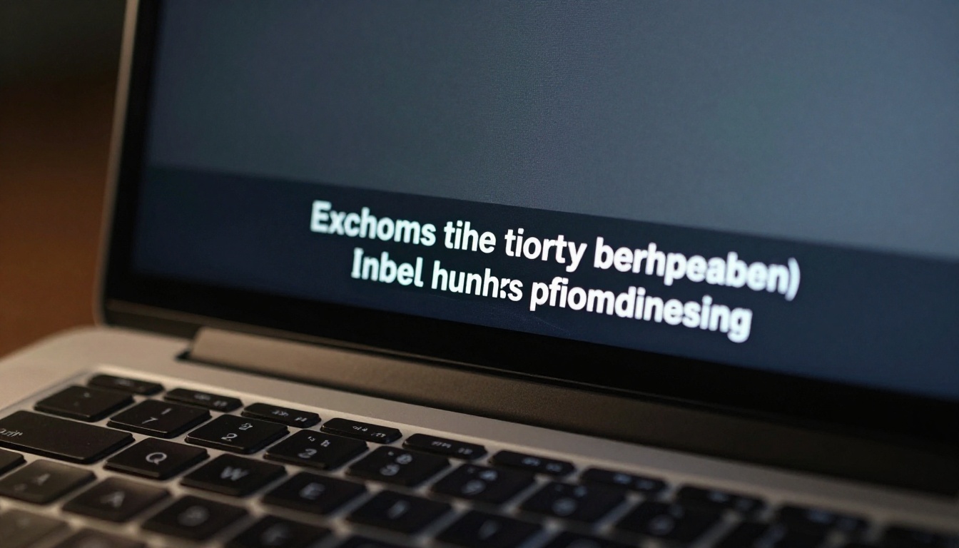 Close-up of subtitle text displayed on a laptop screen in crisp detail