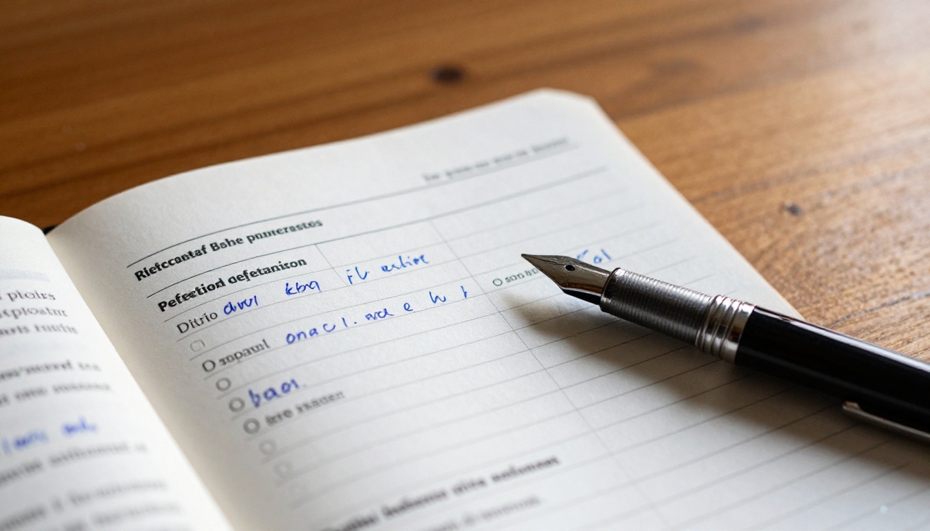 Close-up of coaching workbook page with handwritten notes