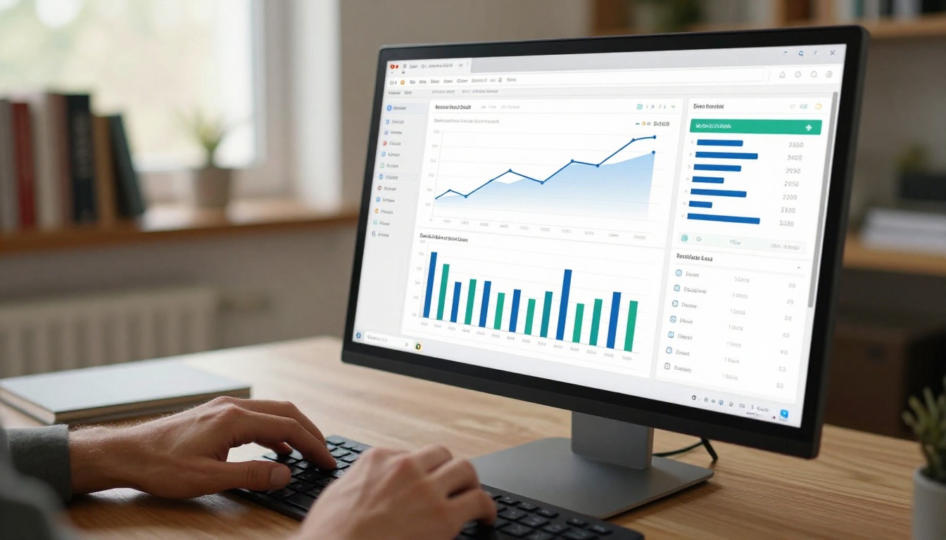 Analytics dashboard displaying course engagement metrics on a monitor