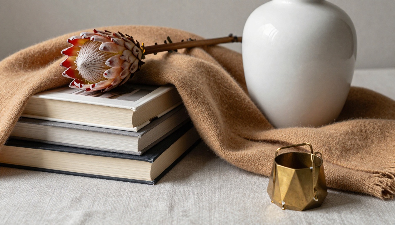 Luxurious home decor items arranged for catalog photography
