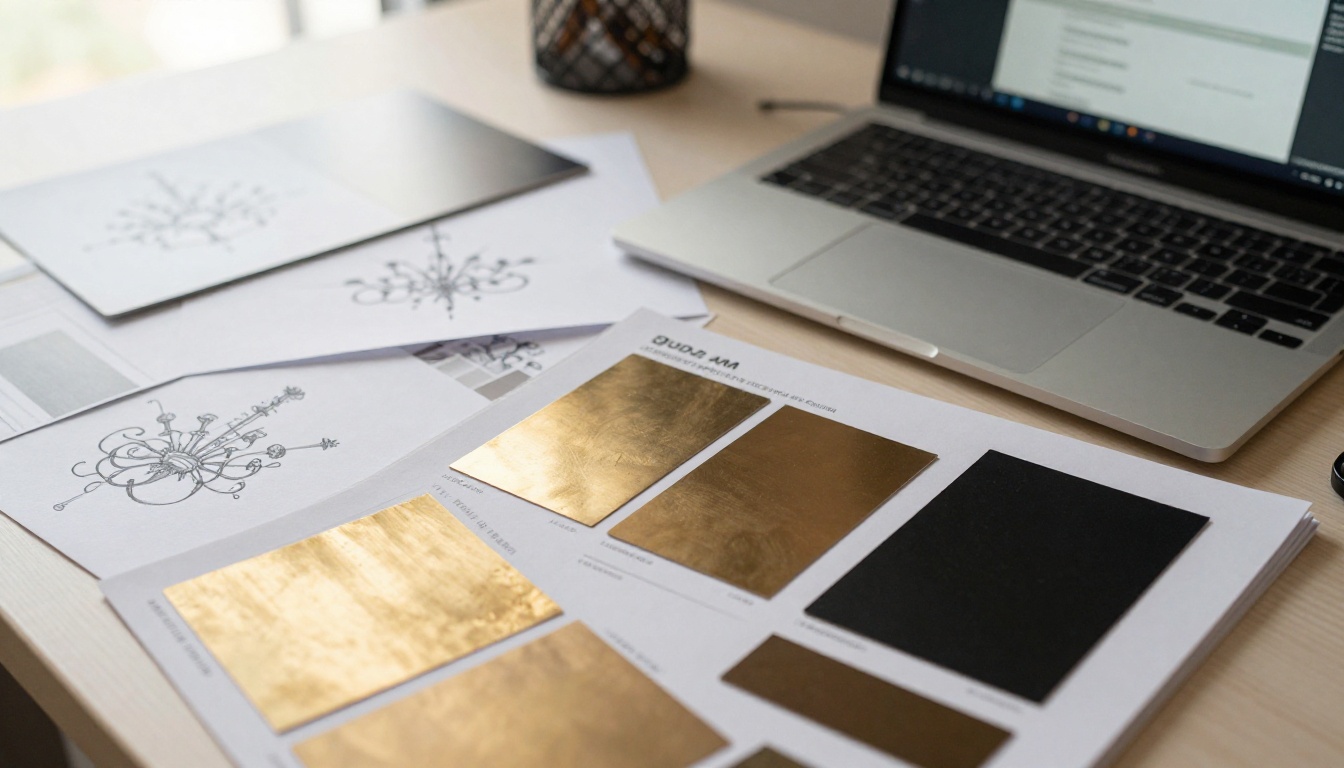 Lighting designer desk with catalogs and swatches