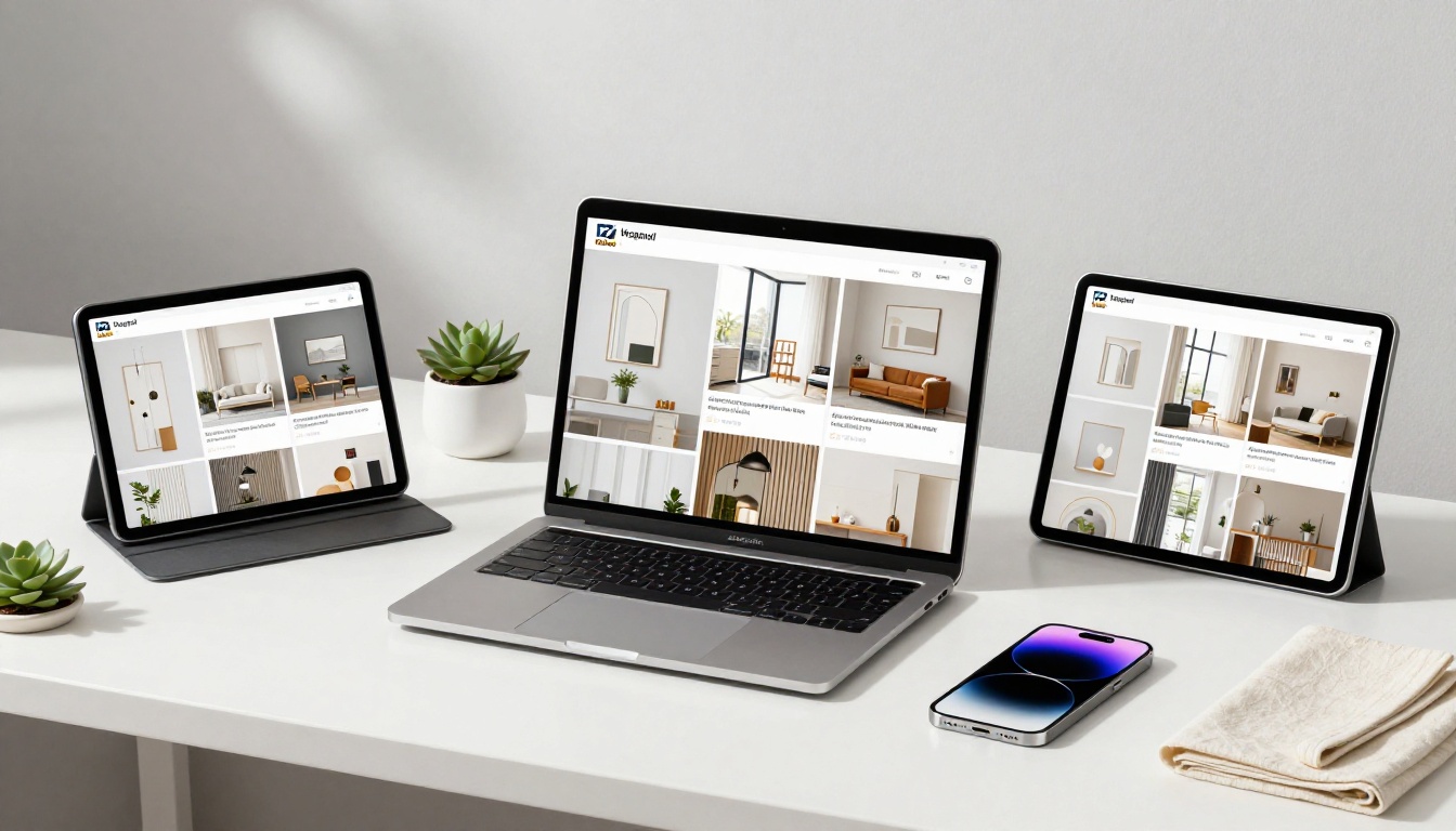 Multiple devices showing a home decor digital flipbook catalog