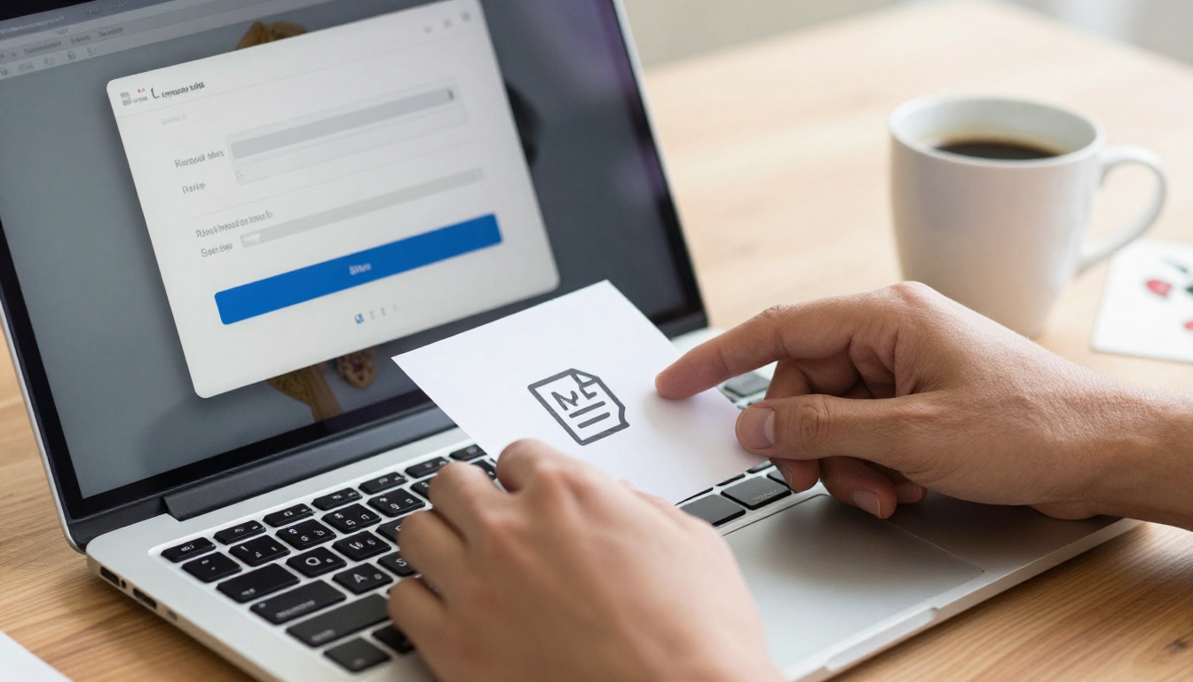 Person's hands uploading a PDF to a laptop for digital flipbook conversion