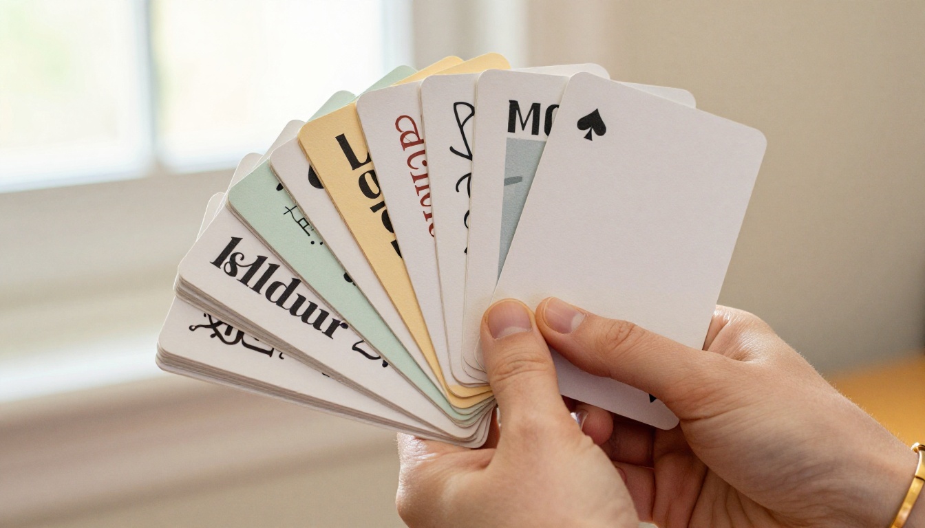 Hand holding a stack of mini handmade flipbooks fanned out showing different lettering styles Hand holding a stack of mini handmade flipbooks fanned out showing different lettering styles