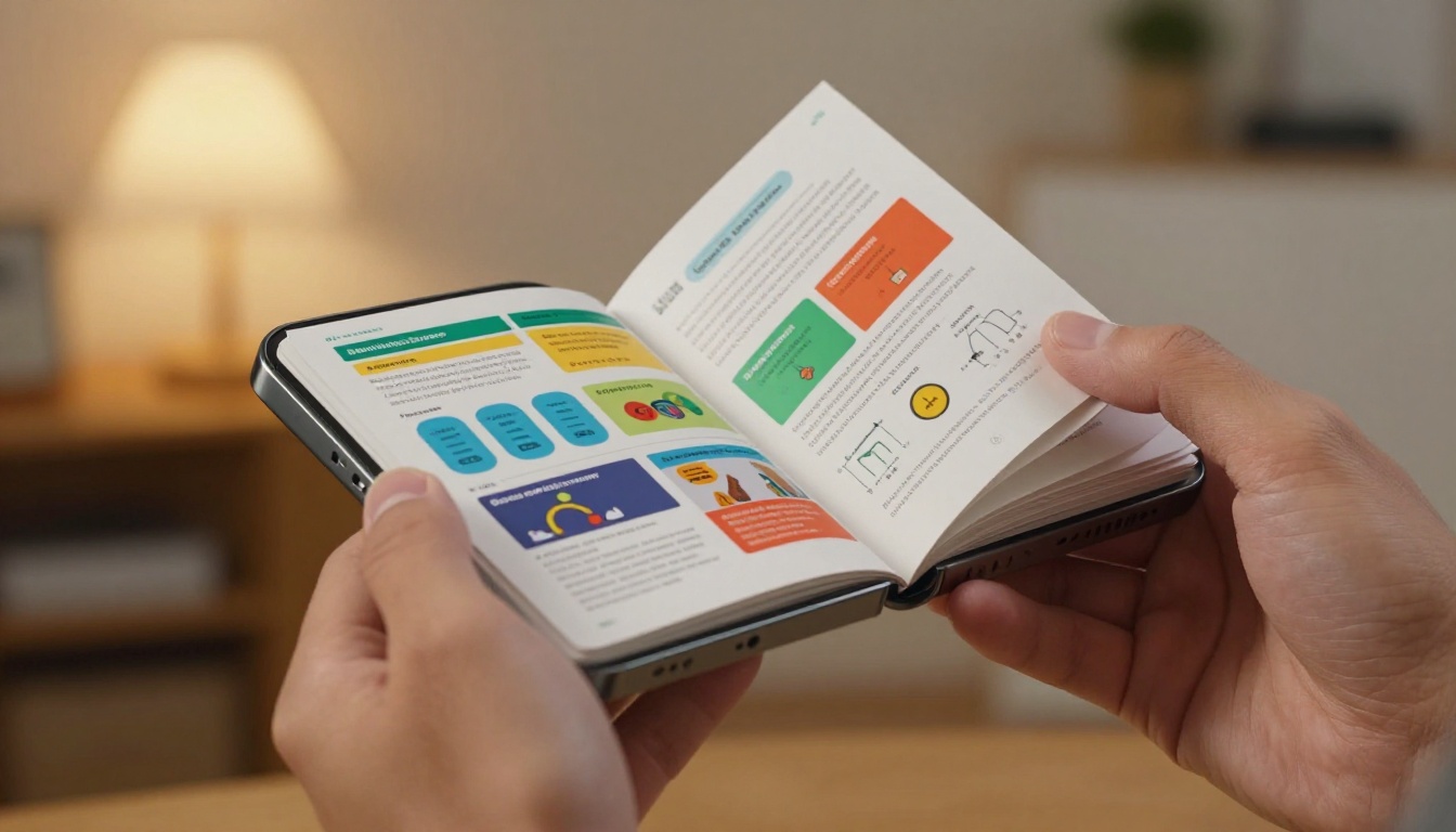 Close-up of smartphone displaying beautifully designed interactive flipbook sponsor deck with thumb scrolling Close-up of smartphone displaying beautifully designed interactive flipbook sponsor deck with thumb scrolling