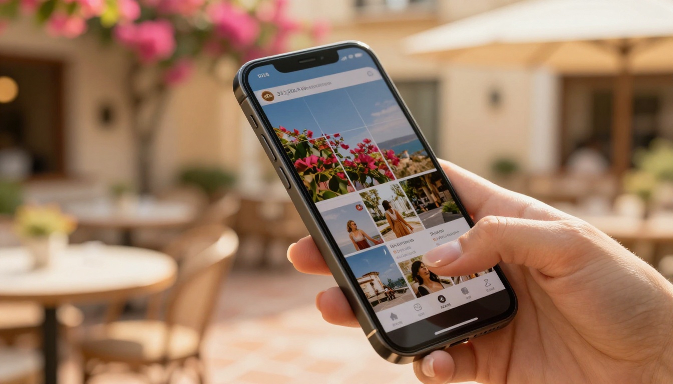 Smartphone showing curated Instagram profile with high engagement