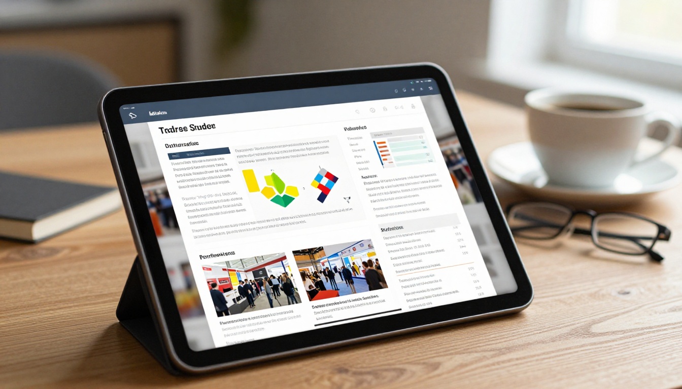 Tablet displaying digital flipbook recap with page-curl effect