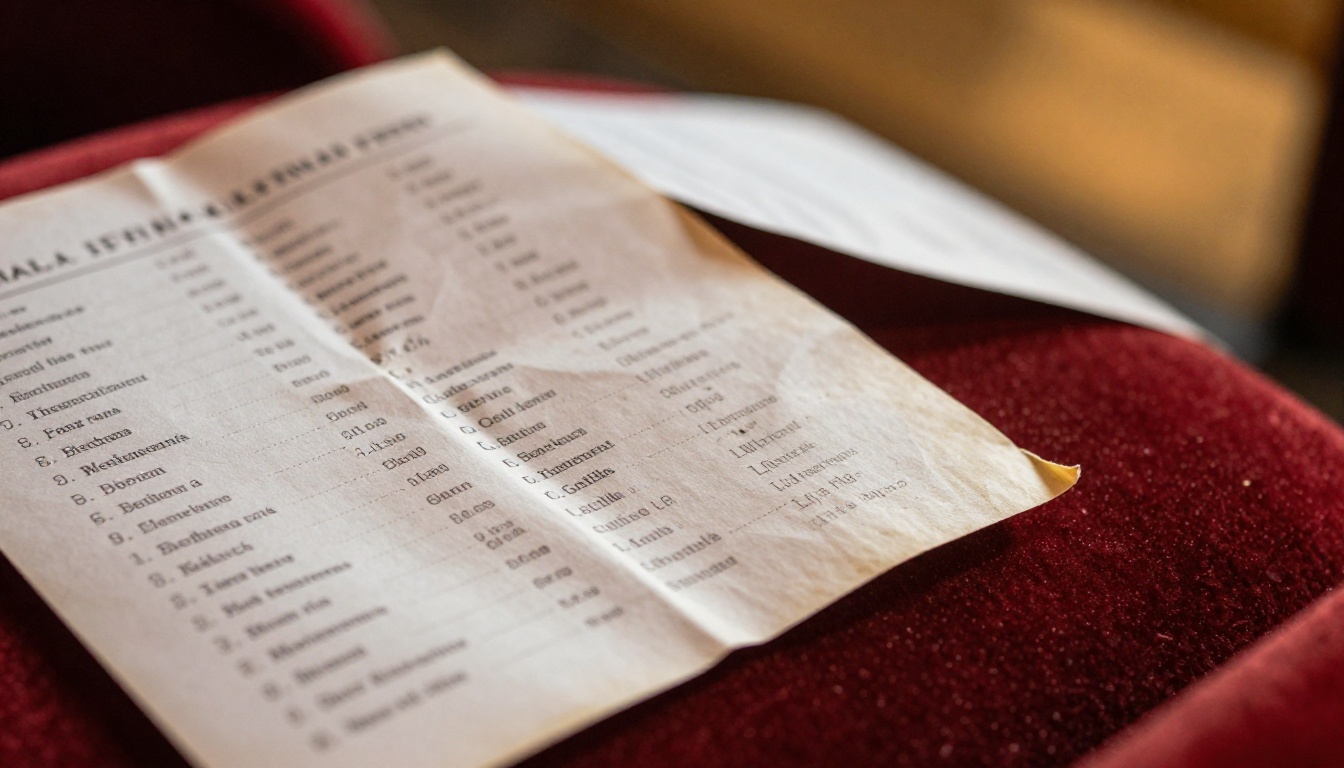Paper concert programs scattered on a theater seat