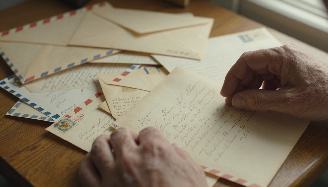 Hands sorting through old yellowed letters and envelopes Hands sorting through old yellowed letters and envelopes