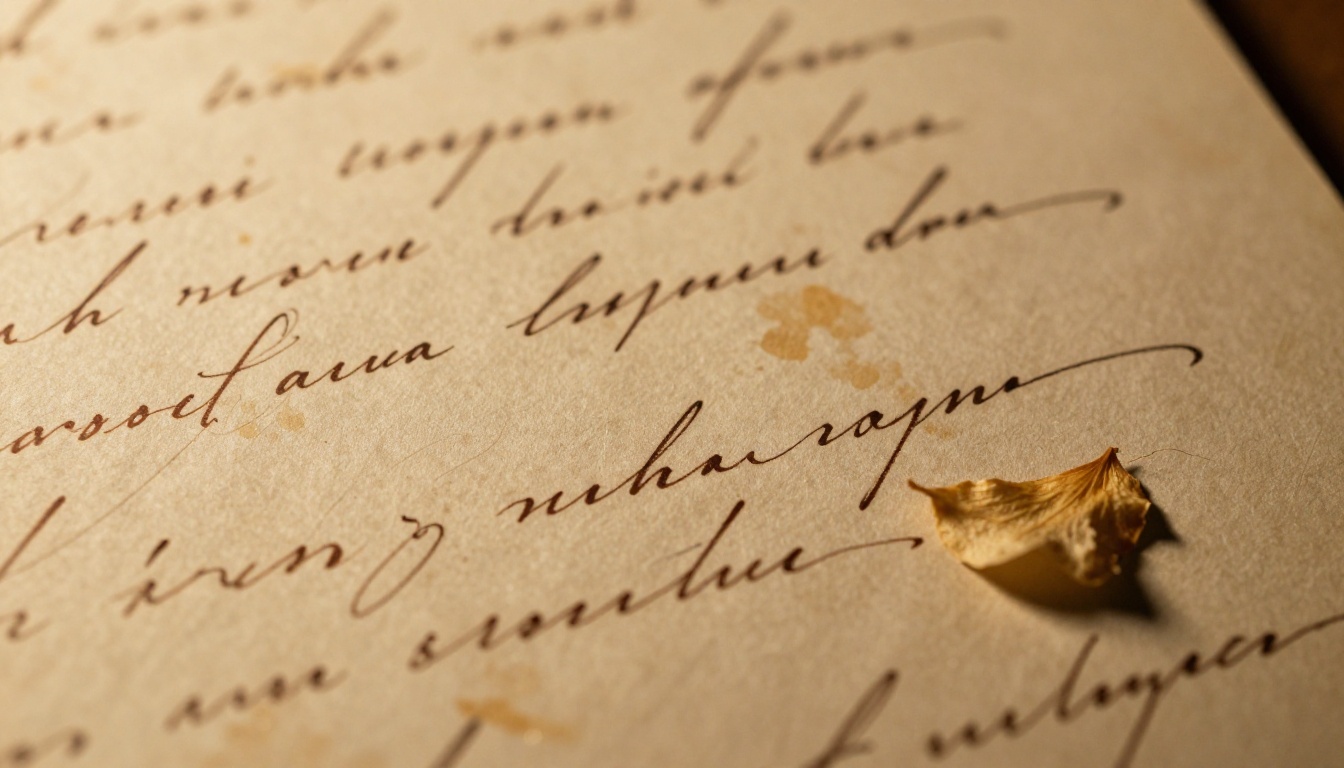 Extreme close-up of handwritten cursive on aged paper