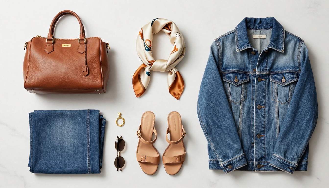 Curated flat lay of reseller fashion items