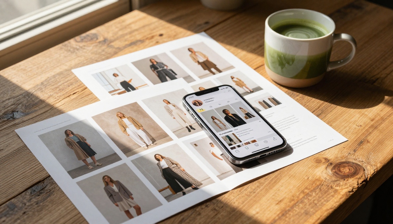 Catalog pages and social media smartphone Catalog pages and social media smartphone