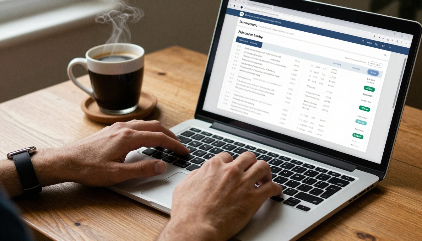 Hands typing on laptop with subscription pricing comparison page visible on screen