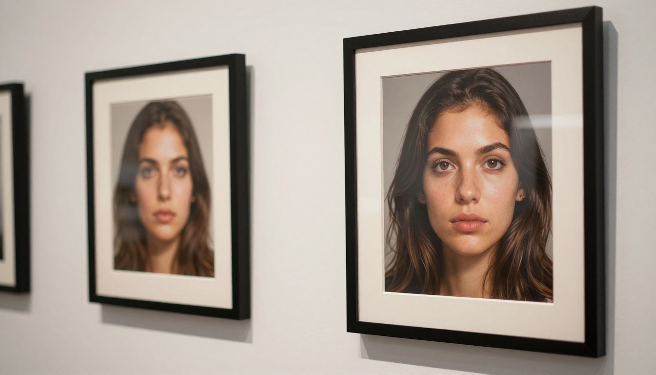 Two framed art prints side by side on white gallery wall showing quality comparison