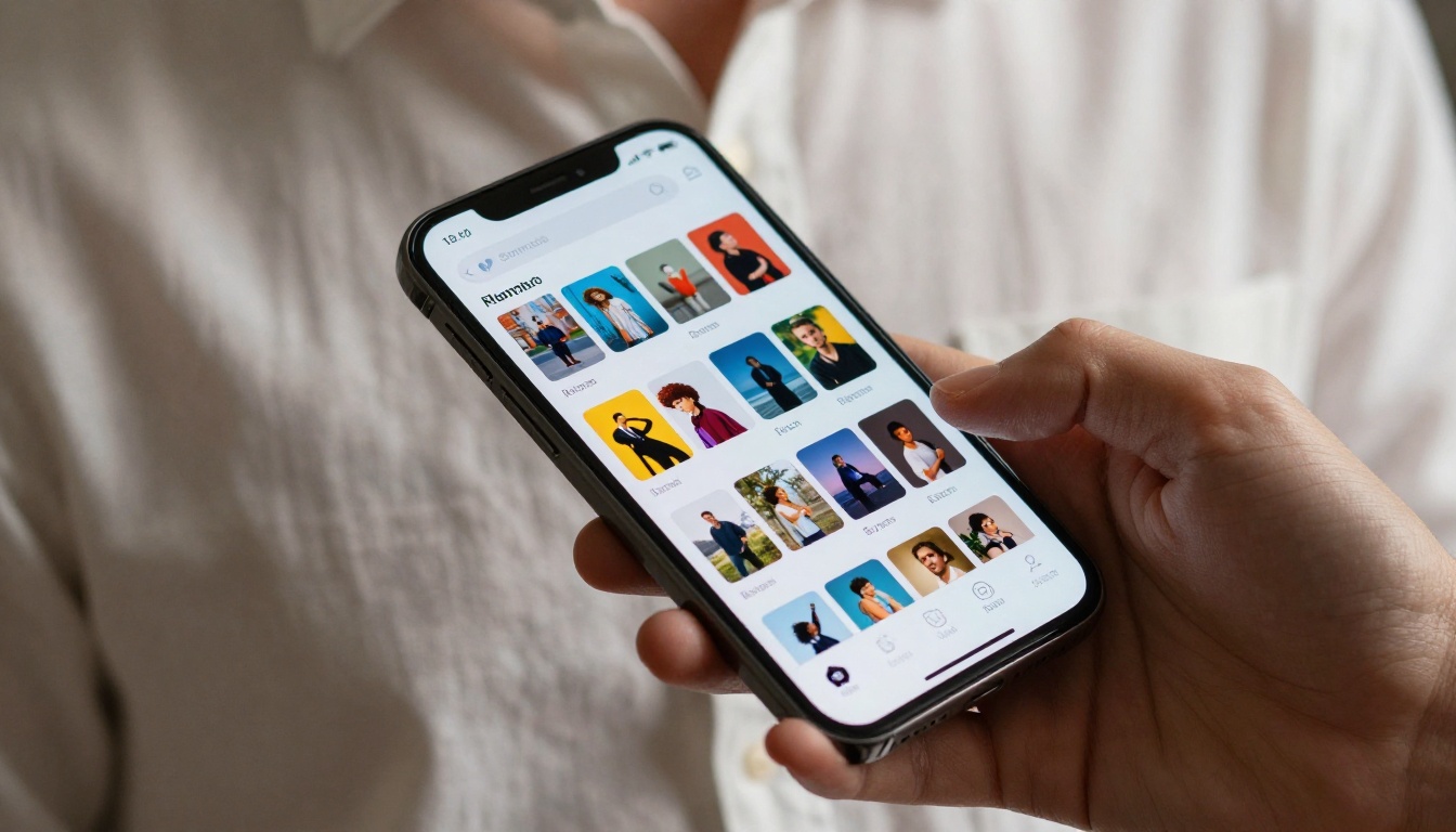 Person holding smartphone browsing AI model selection interface