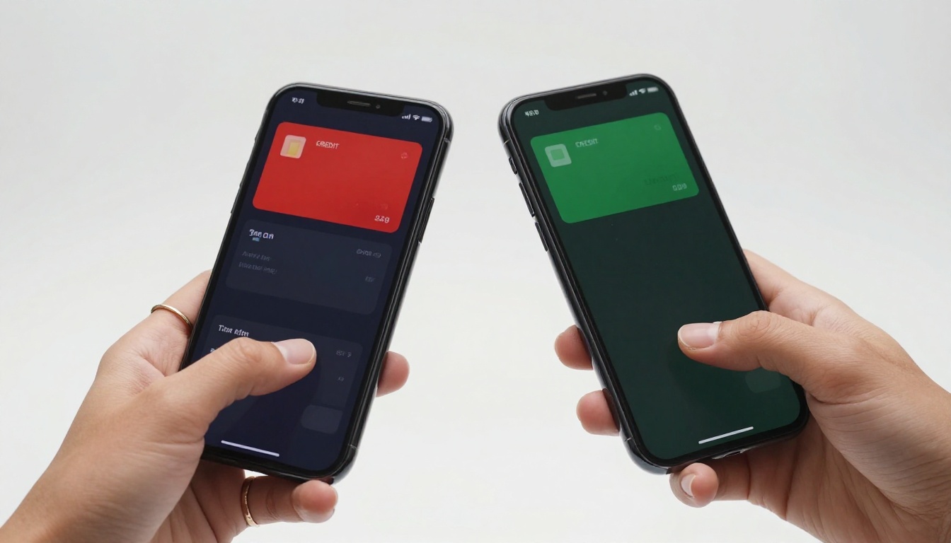 Two smartphones held side by side showing depleted vs abundant credit balances