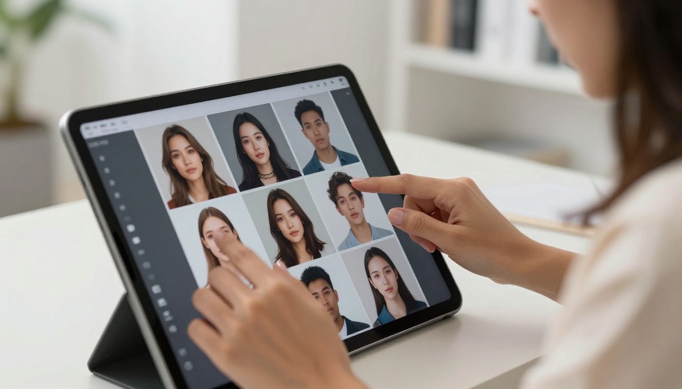 Creative director reviewing AI-generated artwork on tablet