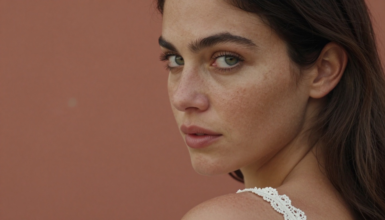 Close-up photorealistic portrait with natural skin texture and soft Mediterranean lighting