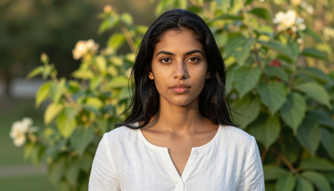 A woman with olive skin and long black hair photographed outdoors during golden hour, natural bokeh background, 85mm f/1.4, 8K photorealistic A woman with olive skin and long black hair photographed outdoors during golden hour, natural bokeh background, 85mm f/1.4, 8K photorealistic