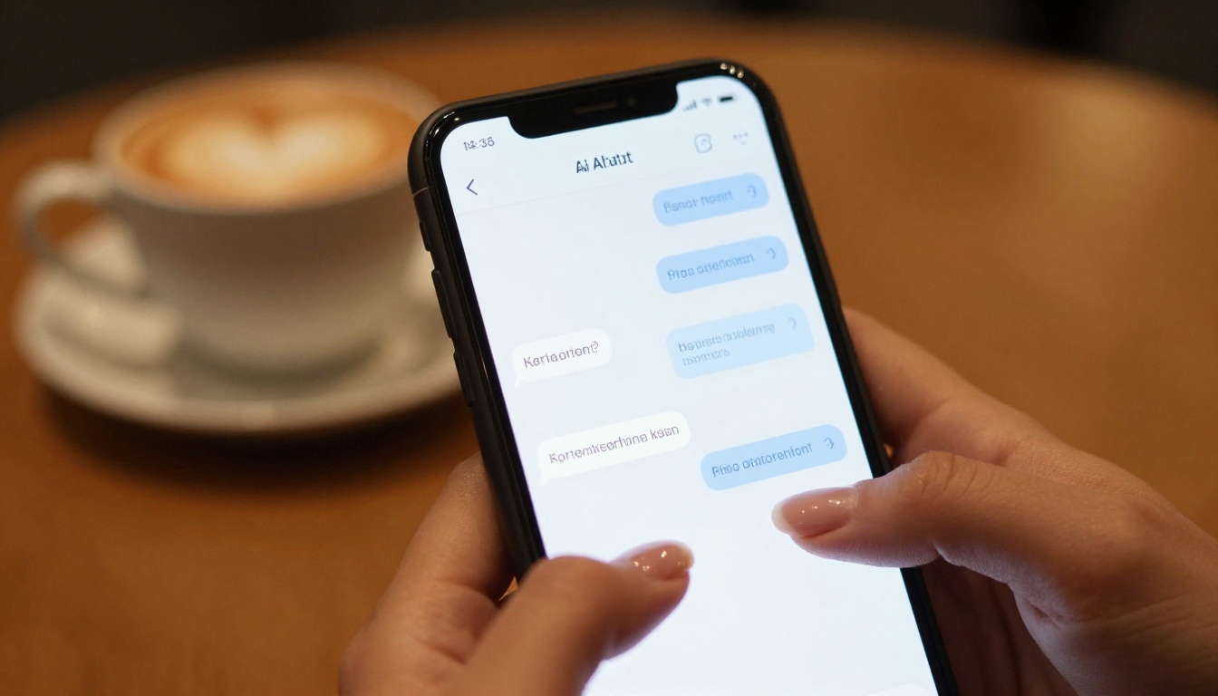 AI comparison interface on smartphone in cafe